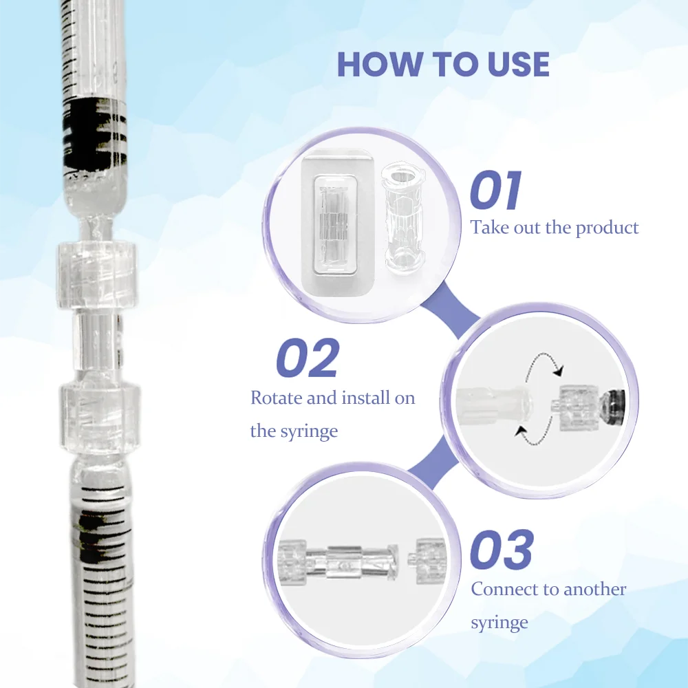 Disposable Plastic Material connector Luer Syringe Coupler Connector Double Helix Design Leak Proof Female to Famale Adapter