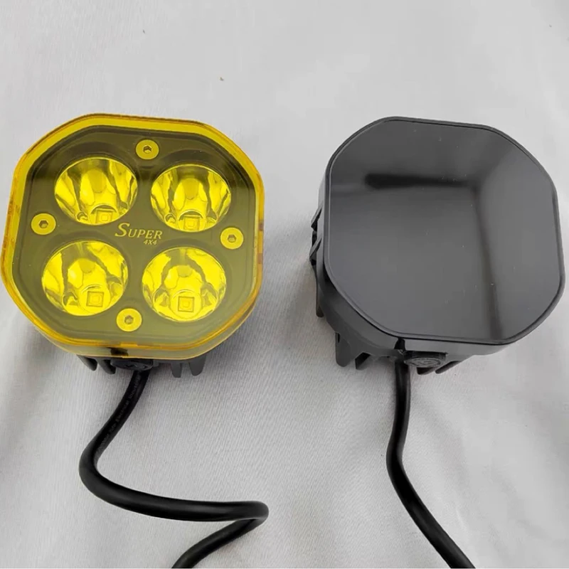 Led Work Light Cover Cube Cover Dustproof Yellow Black Lens Protection Cover For 40W Pods Fog Driving Lamp