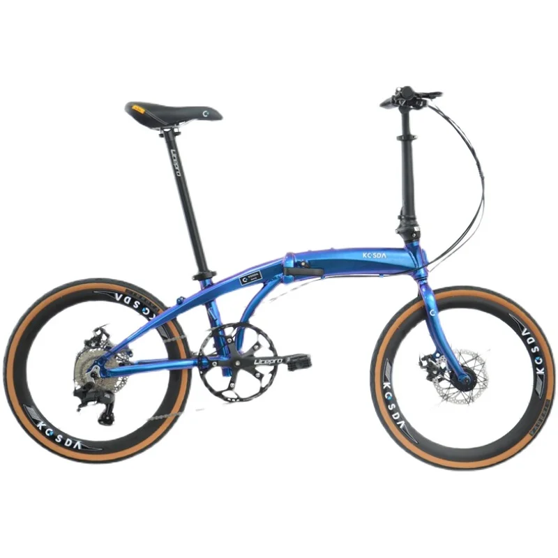 22 Inch 451 Wheel Aluminum Alloy Ultra-light Folding Bicycle Student Variable Speed Disc Brake Pedal Portable Adult Bike