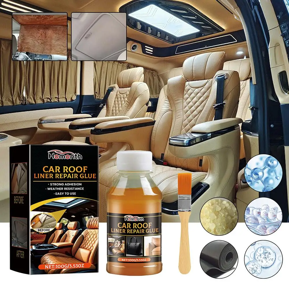 Car Headliner Fabric Glue Artificial Leather Glass Glue All-Purpose Wooden Crafts Adhesive Quick Drying Cloth Roof Repair Glue 3