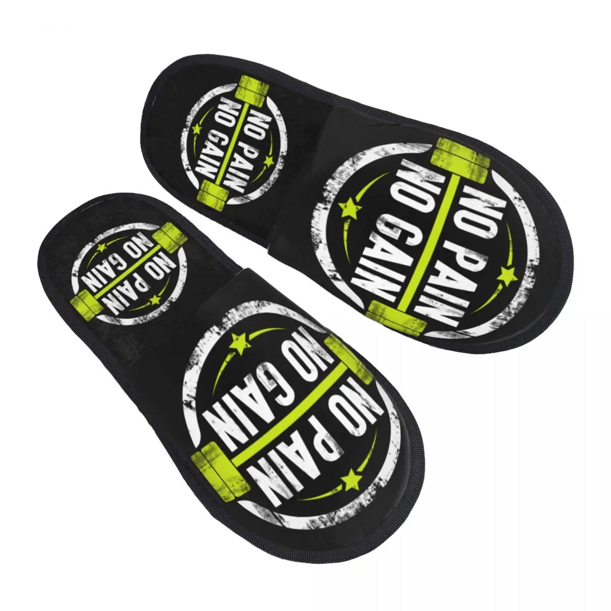 

No Pain No Gain Comfy Scuff With Memory Foam Slippers Women Gym Quote Motivation Fitness Hotel House Shoes