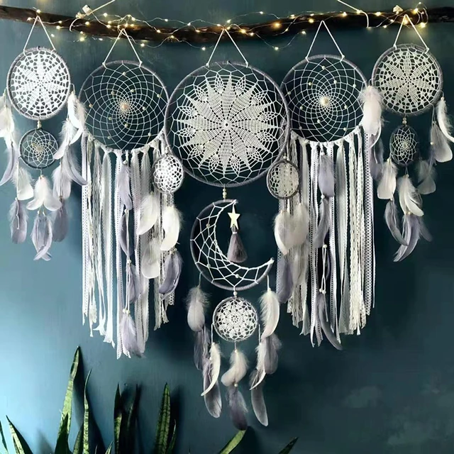 5 Rings Dream Catcher Wall Hanging Decor Crafts Gifts Ornament