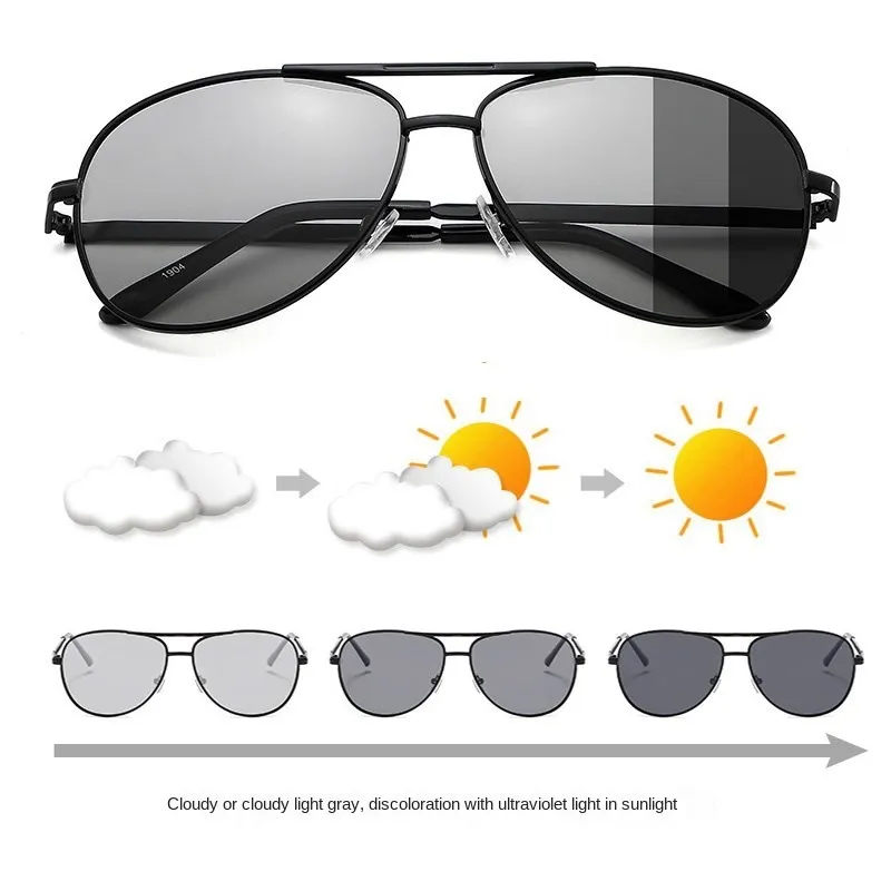 

Photochromic Sunglasses Men Polarized Driving Pilot Chameleon Vintage Sun Glasses Women Male Change Color UV400 Gafas de sol