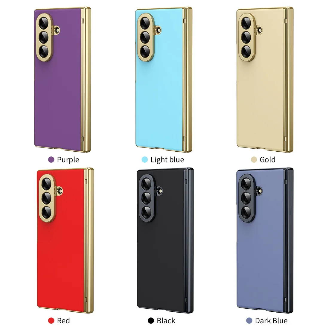 Electroplated Leather Phone Case with Hinge Protection and Glass Screen Cover