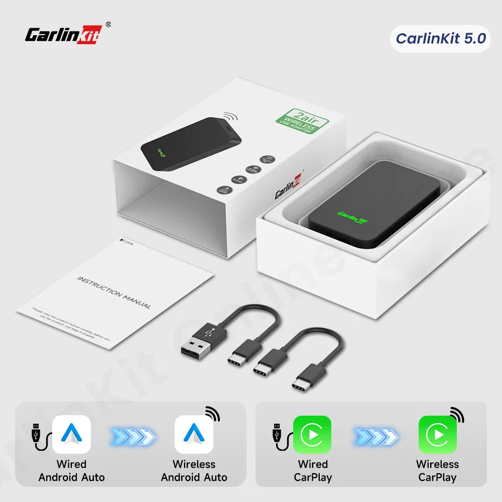 Carlinkit 5.0 2air T CarPlay Android Auto Wireless Adapter for Car Intelligent Systems Upgrade Ble Wifi Seamless Connection