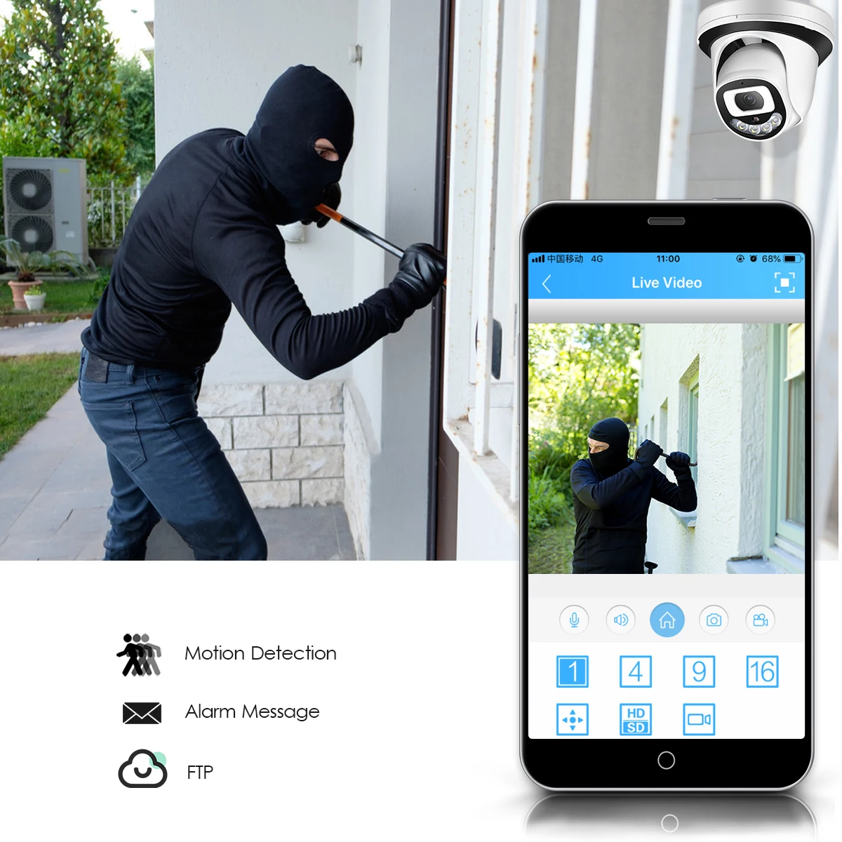 Demonstração de alerta de deteção de movimento