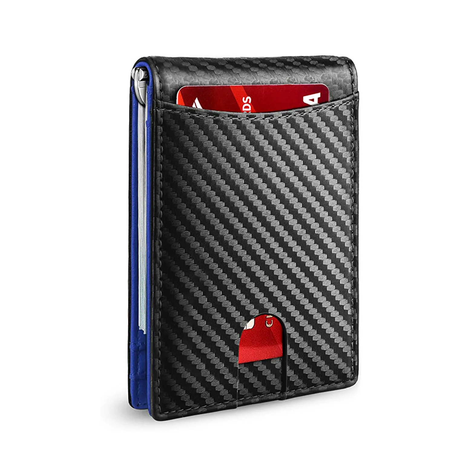 PU leather slim smart wallet for men with money credit card clip mini RFID blocking leather mens thin wallet card holder credit card holder synthetic leather wallet metal money clip