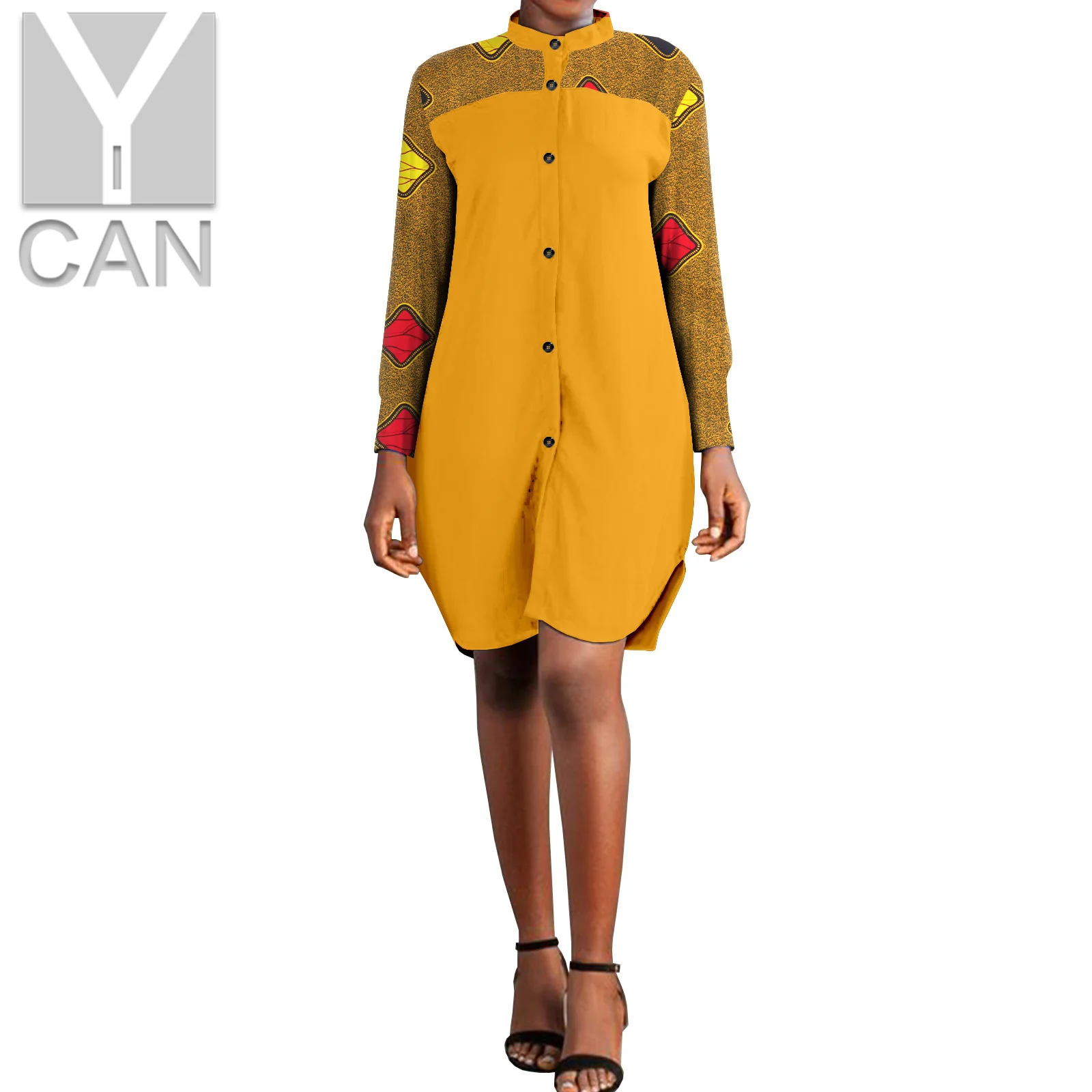 African Dresses for Women Casual Long Sleeve Mini Shirt Dresses Ladies Patchwork Outfits Bazin Riche African Clothes Y2225032