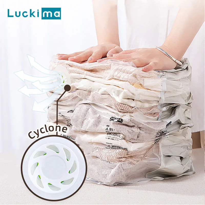 Vacuum Seal Compressed Organizer Clothes Storage Bag Household Travel Clear 