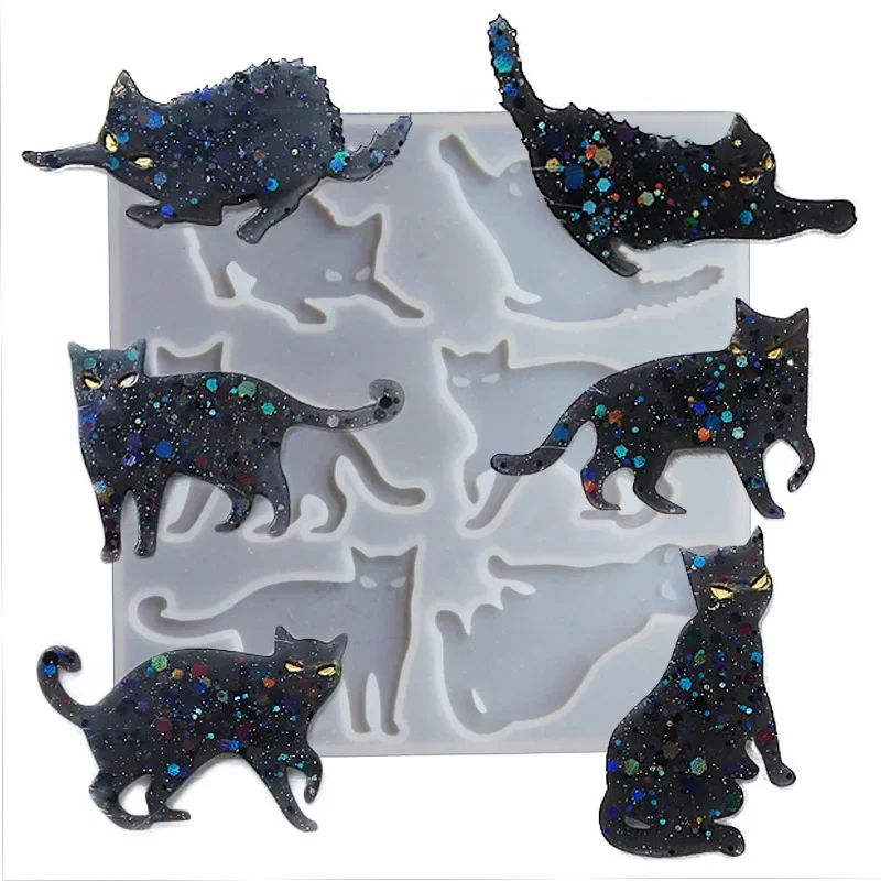 2-Pack Devil Cat Silicone Molds For Resin - Cat Horn & Three-Eye Cat Molds For DIY Jewelry & Pendants
