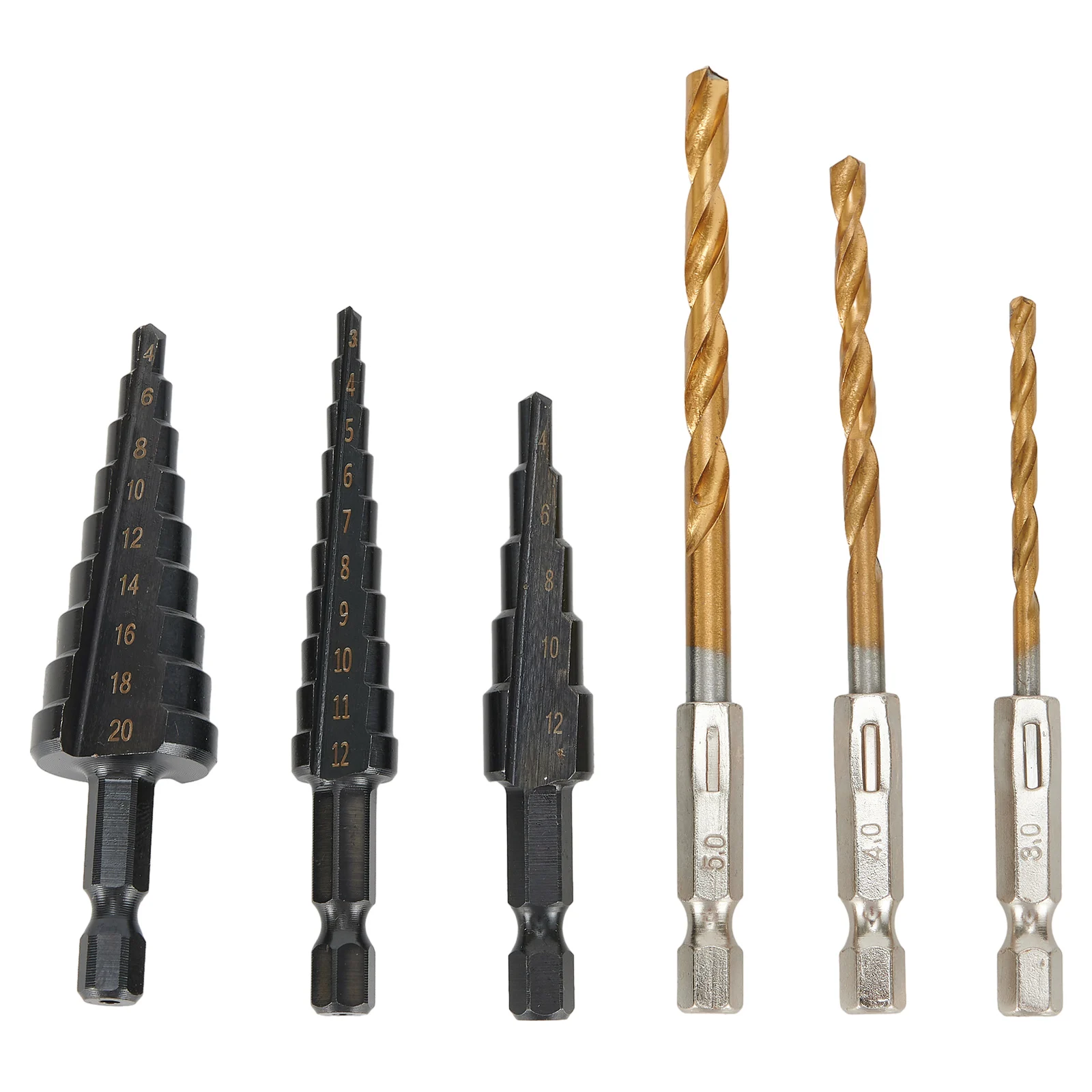 

Hole Cutter Core Bit Drill Bit Step Drill Bits 4-12mm 4-20mm HSS Nitrogen Coated Straight Groove For Wood Metal Drilling Tools