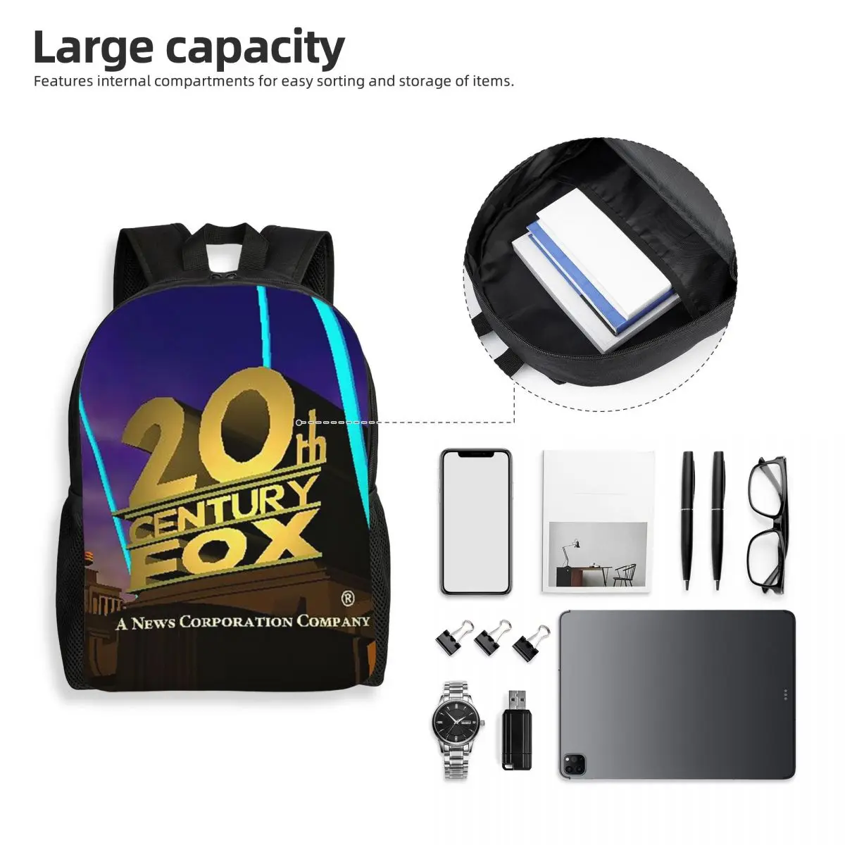 Zaino per studenti 20th Century Fox, borsa da scuola, zaino da viaggio per escursioni, per ragazzi e ragazze, borsa a tracolla alla moda - immagine 4