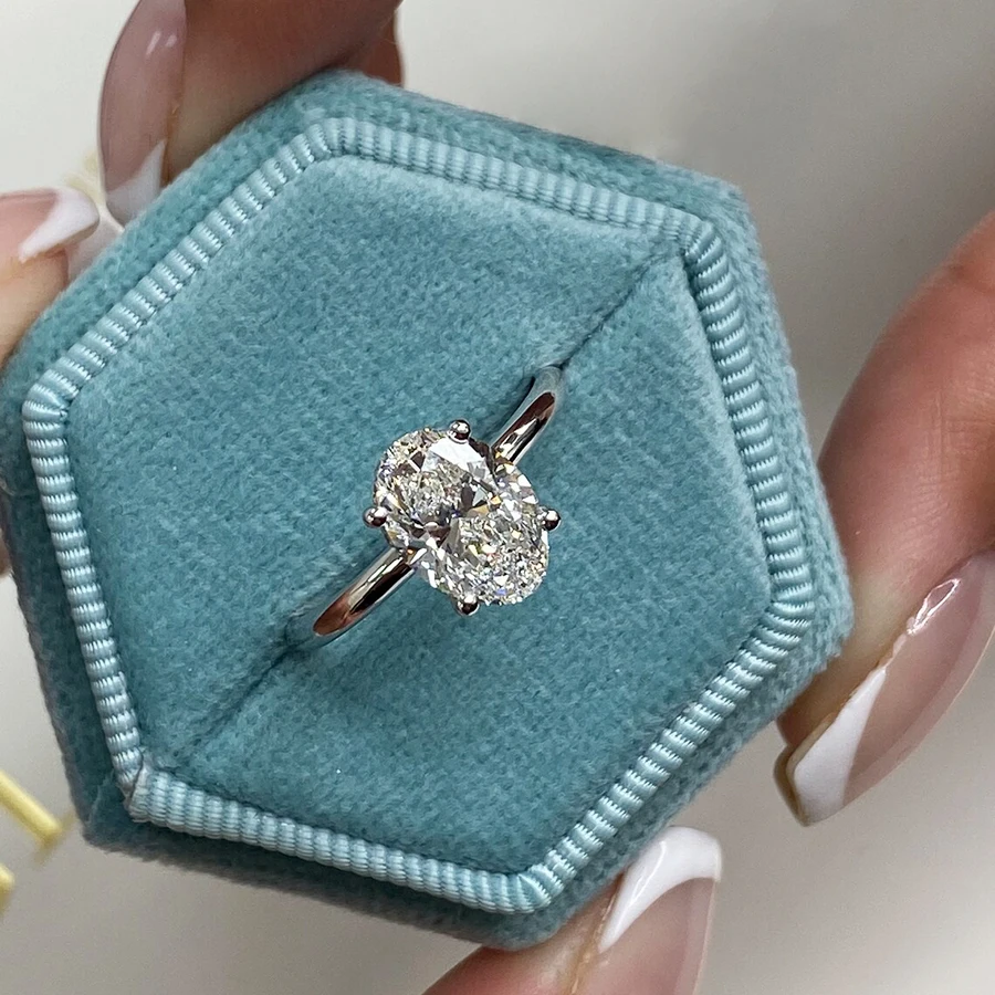 14K White Gold Oval Cut IGI Lab Grown Diamond Engagement Ring