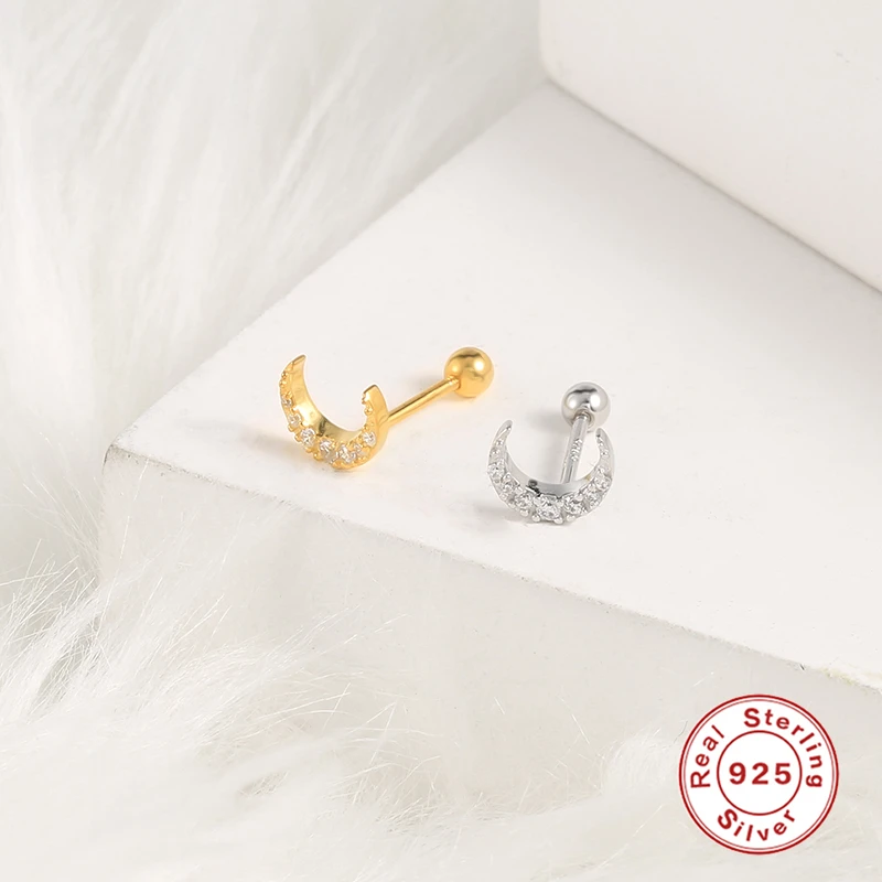 LENNIK-pendiente de Plata de Ley 925 para mujer, Piercing delicado para el lóbulo de la oreja, pendiente plano de hélice Rook Conch Tragus, joyería Sexy, 1 unidad