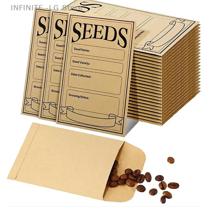 

20Pcs Kraft Paper Seed Envelopes Resealable Self Adhesive Packet Seed Saving For Collection Vegetable Flower Seed Storage Bags