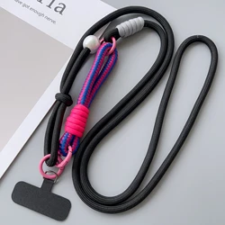 Versatile Two - in - One Adjustable Mobile Lanyard with Crossbody and Wrist Strap Options - Polyester / Nylon (Black)