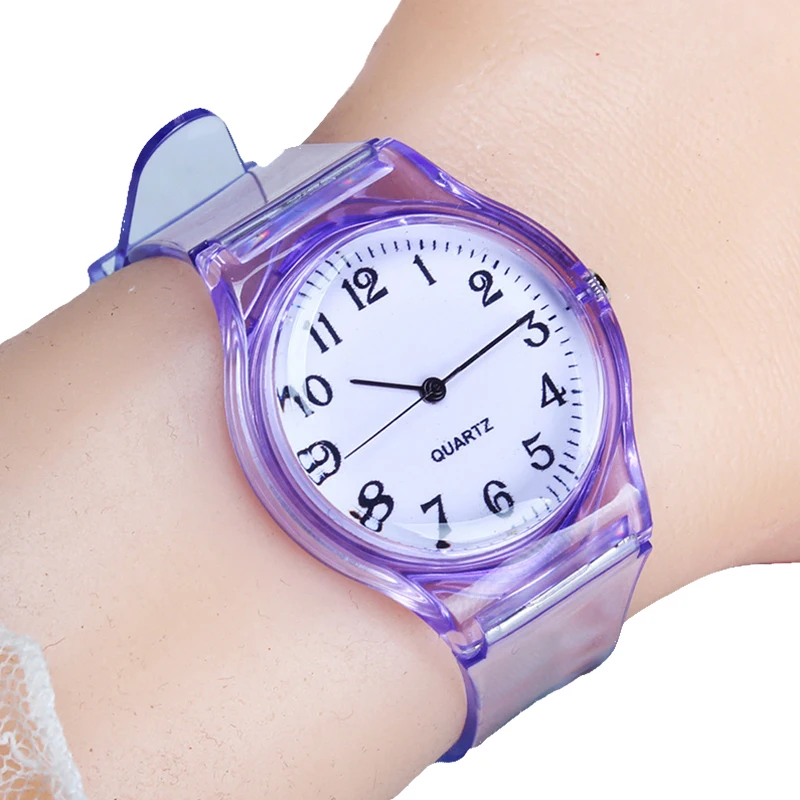 

Fashion High Quality Casual Women Silicone Strap Jelly Quartz Watch Women Lovely Transparent Eco-friendly Candy Student Clock