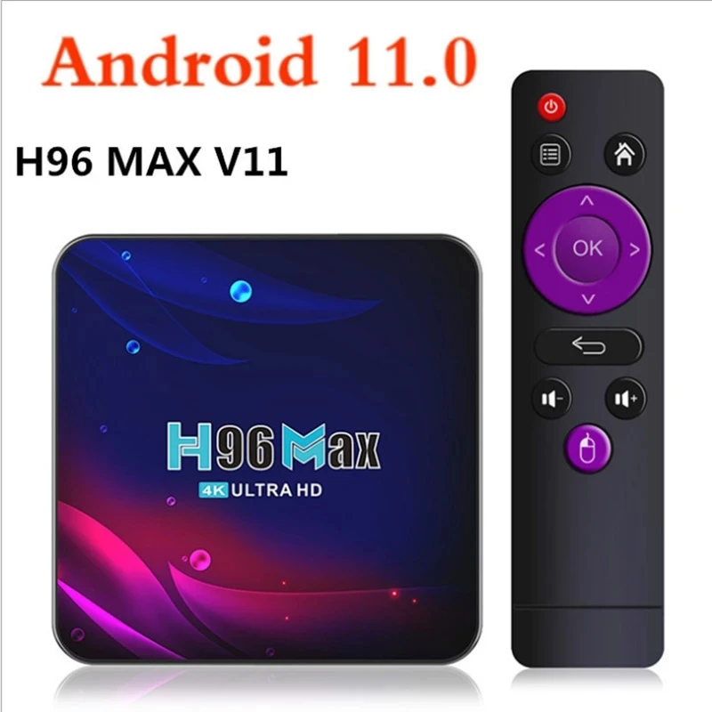 Tv Box H96 Max V11 Smart Android 11 64Gb 4K Hd 2.4G 5G Wifi Bt4.0 Hdr Usb 3.0 3D H.265 Ricevitore Lettore Multimediale Set Top Box Globale