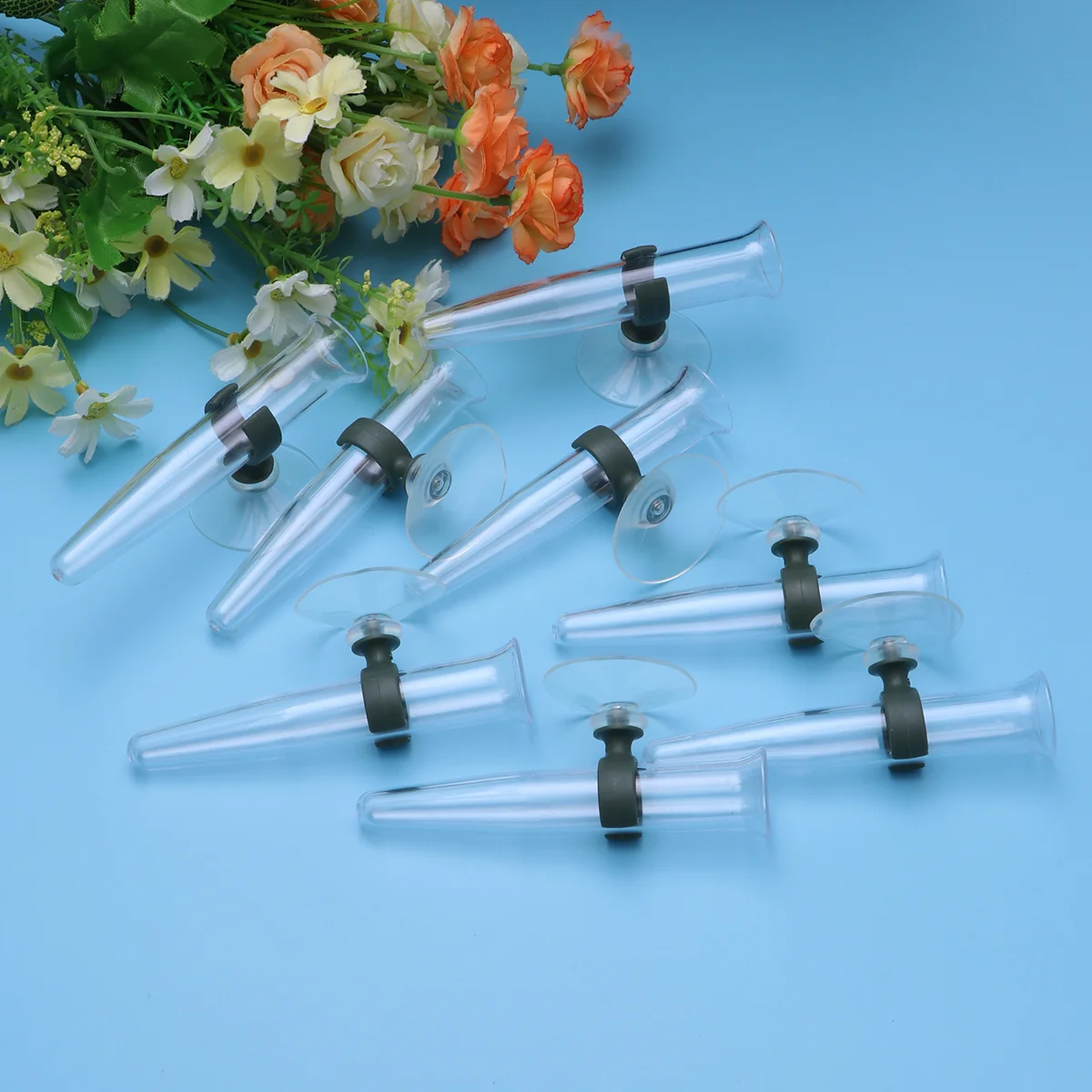 

8pcs Suction Buckle with Suction Cup Storage Pipe Orchid Tube Flowers Fresh Nutrition Storage Liquid Tube Storage Pipe Flower