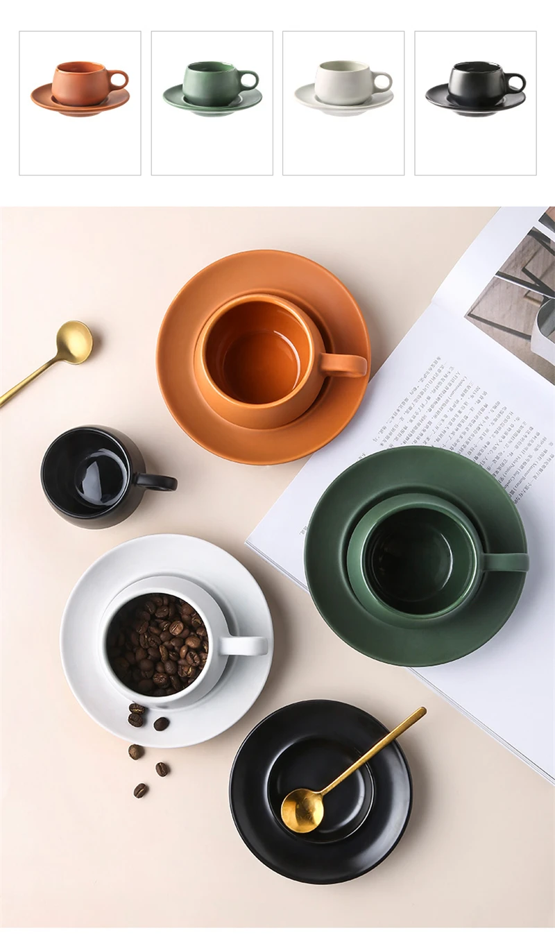 Nordic Style Tulip Shape Multicolour Macaron Espresso Cup And Saucer Set  Black Italian Coffee Mug Cafe Tea Espresso Shot Glass - Cups & Saucers -  AliExpress