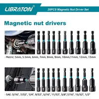 Libraton 20PCS Magnetic Nut Driver Set, Impact Drill Driver Bit Set 1/4" Metric and SAE Nut Driver with Storage Bag Nut Drivers 2