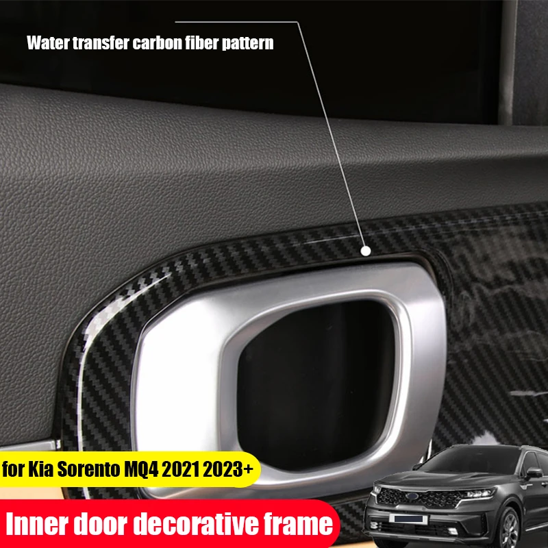 

For Kia Sorento MQ4 2021 2022 2023 2024 Interior door handle decoration cover frame with carbon fiber pattern interior