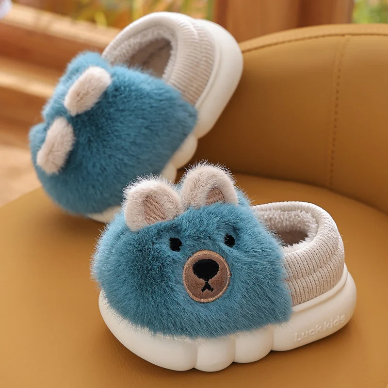 Winter Kids Cotton Slippers Cartoon Little Bear Children's Indoor