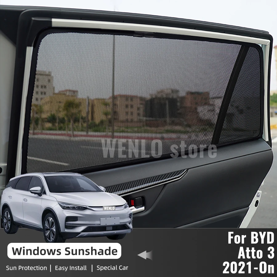 For BYD Atto 3 Yuan Plus 2022 2023 Magnetic Car Sunshade Front Windshield Frame Curtain Rear Side Window Sun Shades Act 3