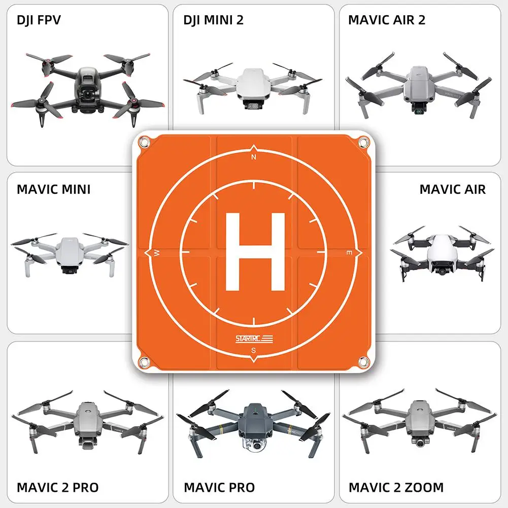 1pcs Drone Landing Pad Foldable Square Helipad 50/65cm Portable Outdoor Parking Mat Compatible For Dji Fpv/mini 2/air 2 Uav