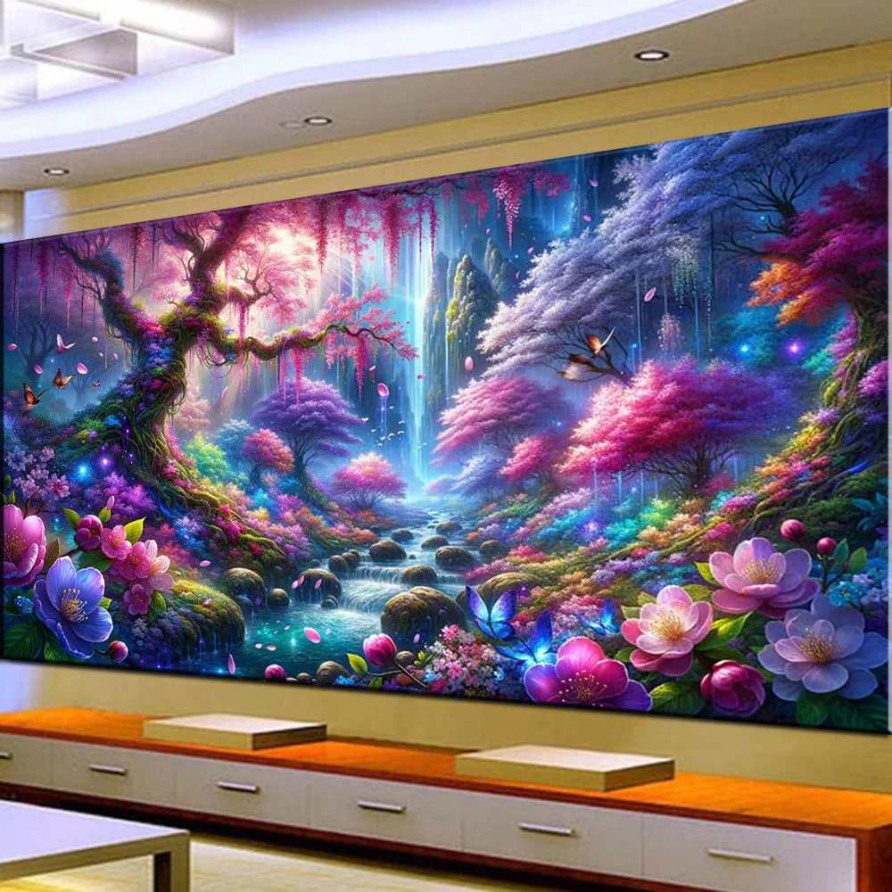 Colorful Seasons Trees Reflection Lake Sakura Landscape DIY 5D Diamond Painting New Full Mosaic Diamond Embroidery Sale