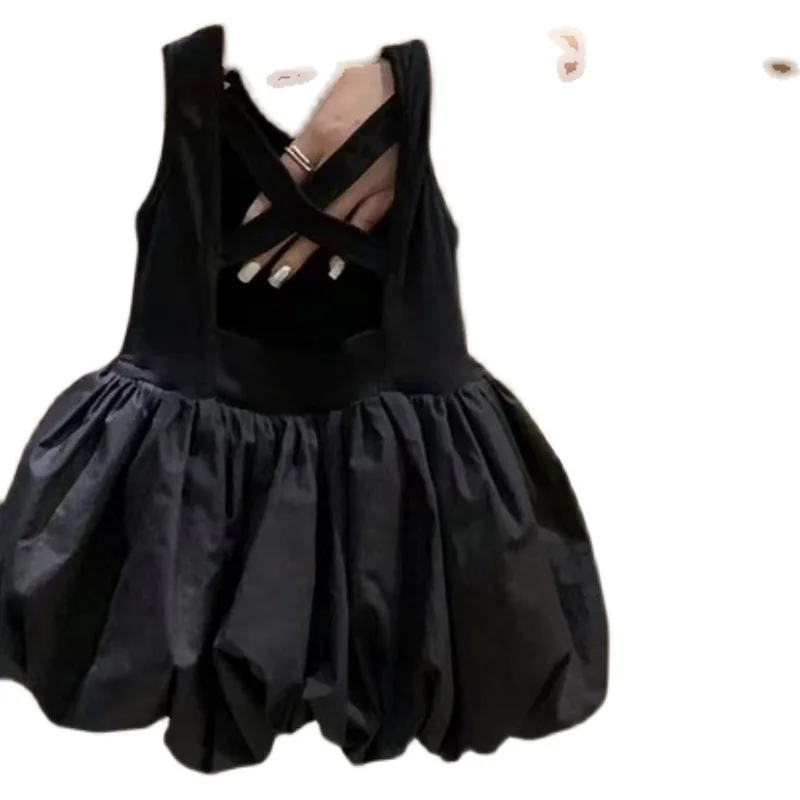 Girl Black Backless Sleeveless Summer Dress for Girl Kids Clothes for Girl Clothes Princess Dress Vestidos Платье Для Девочки