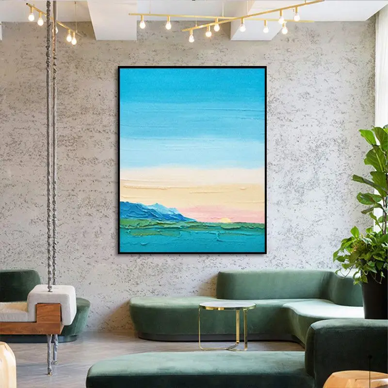 

Абстрактная живопись маслом, рандомный рисунок 100%, Картина на холсте с изображением моря, для гостиной, спальни, крыльца, гостиницы