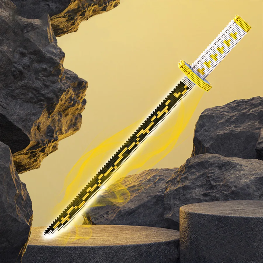 Animes Demon Slayer Yamato Swords Nichirin Knifes Blade Arms Equipage Accessories Game Model Toys Kids Brick Building Block 3
