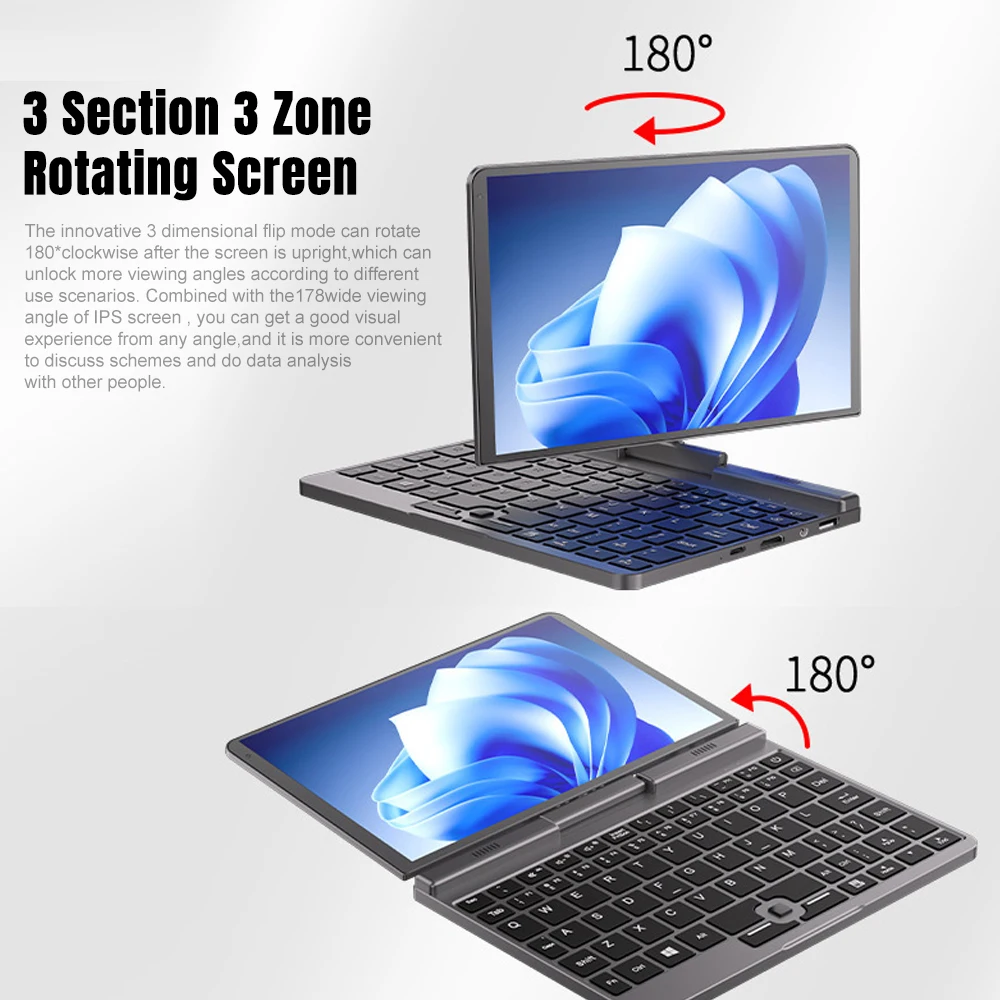 CRELANDER P8 8-calowy mini laptop z ekranem dotykowym obracający się o 360 stopni Intel Alder N100 12 GB WiFi6 Notebook Tablet PC przenośne laptopy