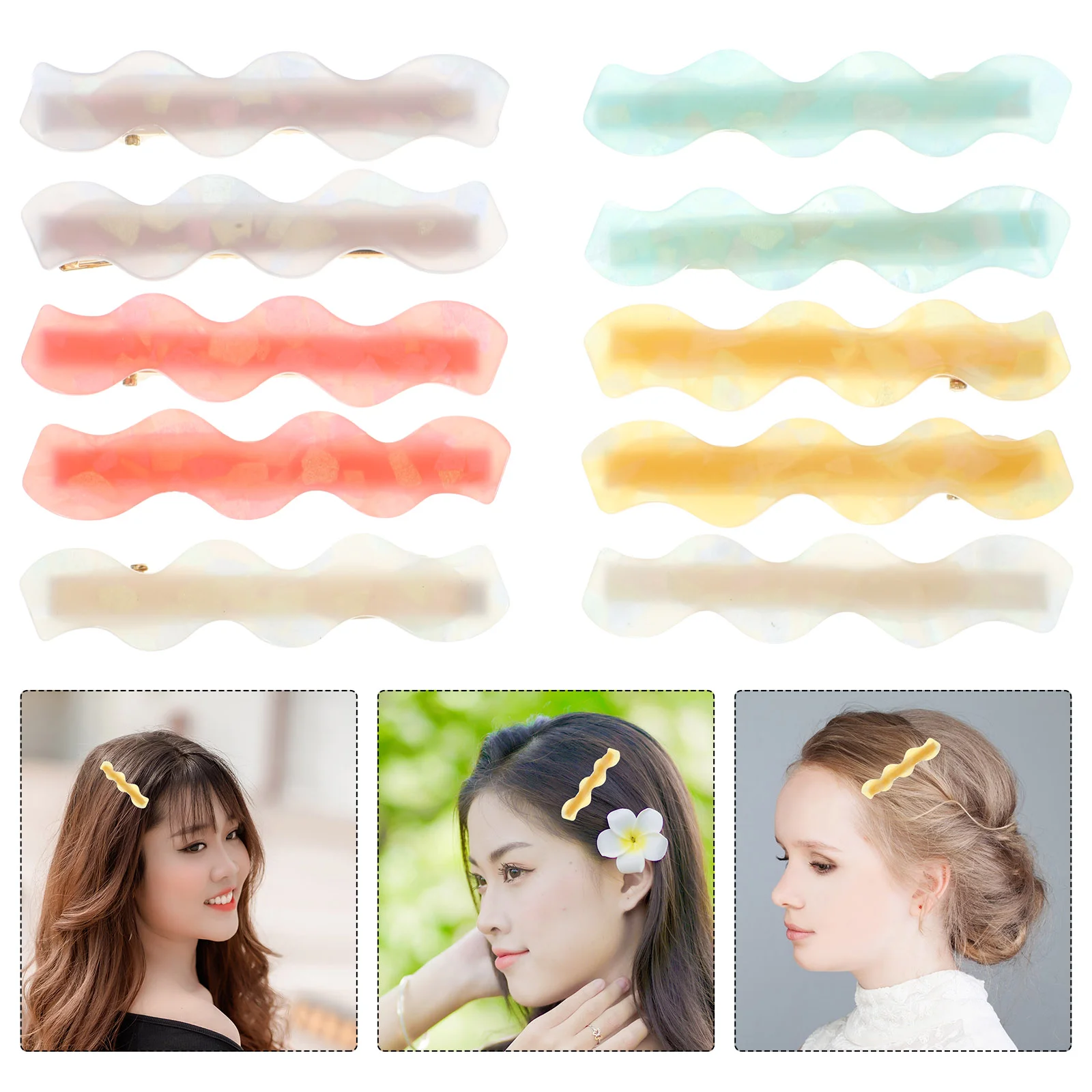 

10 Pcs Hairpin Clips for Accessories Women Girls Japanese and Korean Aesthetic Acetate Sheet Metal Womens