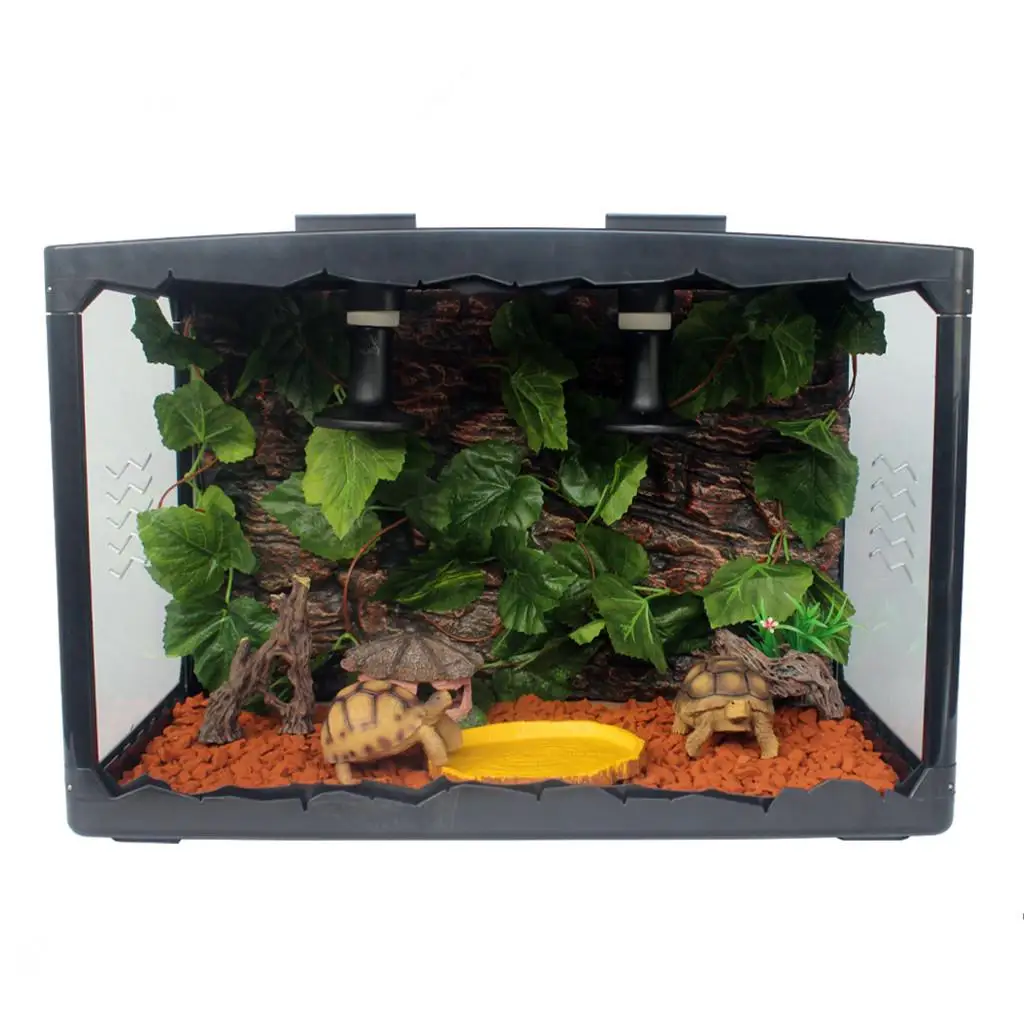 Terrarium for Reptiles in Green Resin Artificial Plant Decoration