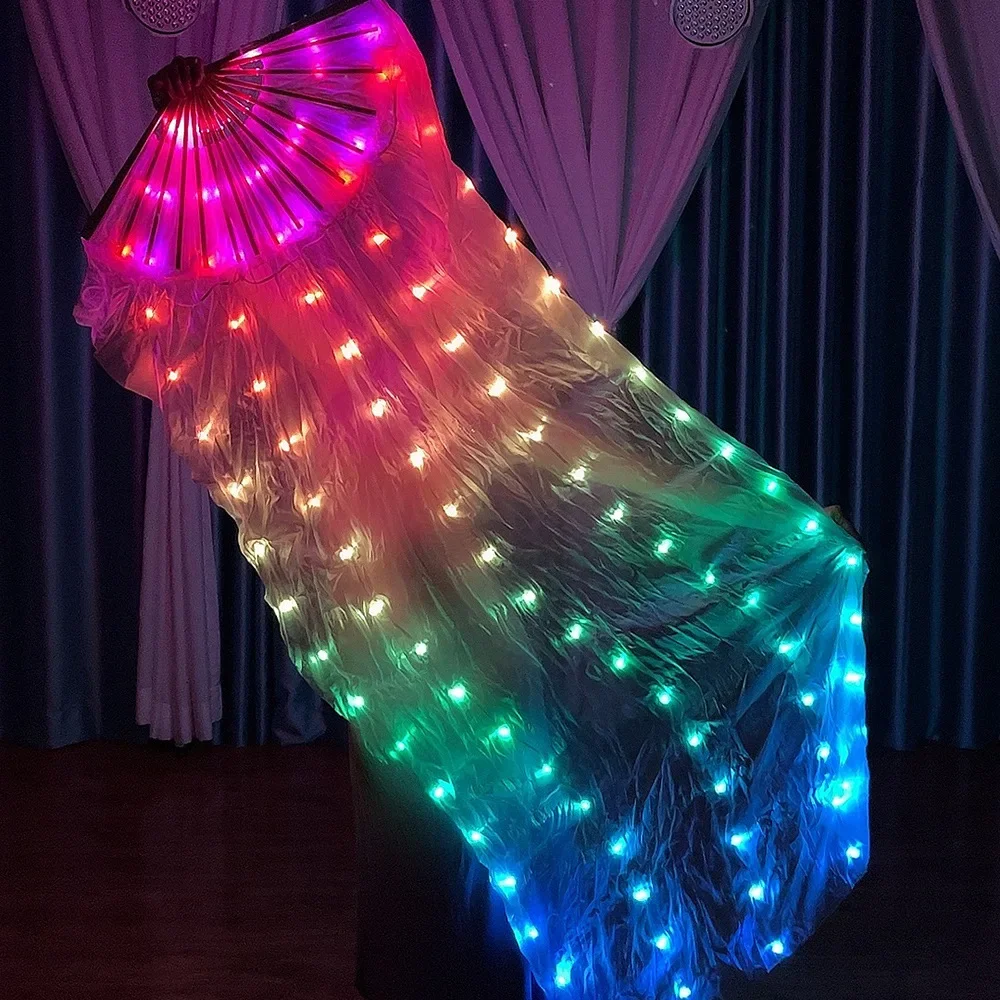 

180cm Multi Colors LED Fan Belly Dance Silk Fans Women LED Light 1 pair Belly Dancing Veil Performance Props costumes for Dance