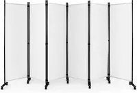 Ldaily 6 Panel Room Divider, 5.6Ft Tall Folding Privacy Screen With Wheels, Portable Freestanding Wear-Resistant Fabric 1