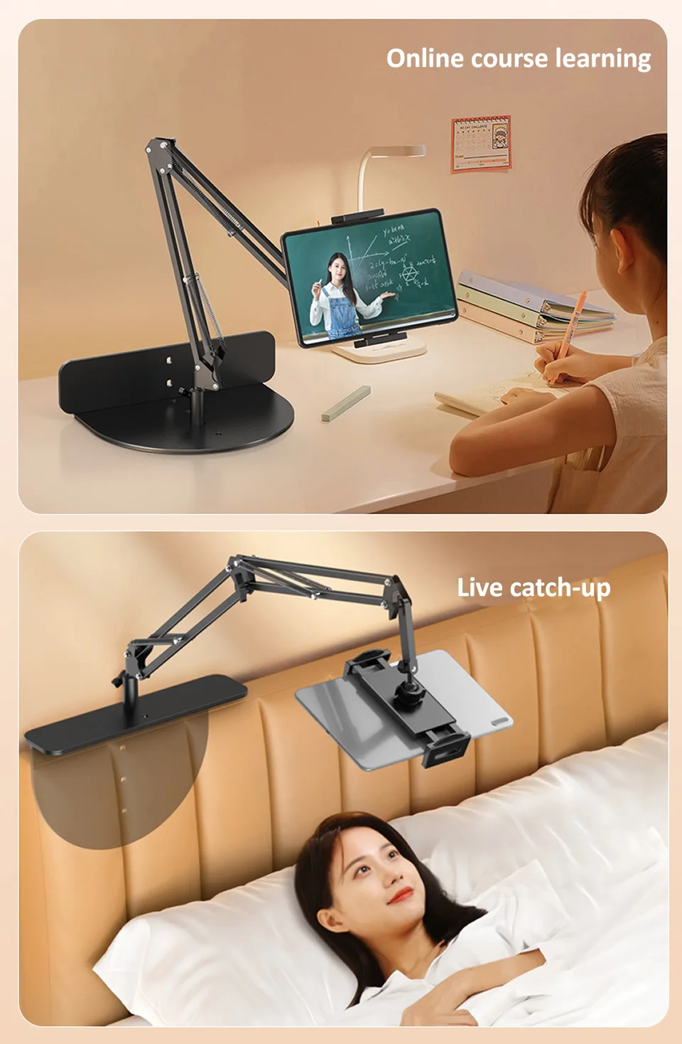 Tablet Mount Support, iPad Mini, Clipe grátis, Bed Desk, 4.7-12.9