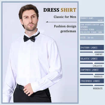 S-3XL 탑 클래식 패션 웨딩 신랑 셔츠 남성용, 프렌치 커프 턱시도, 소셜 볼 럭셔리 긴팔 셔츠