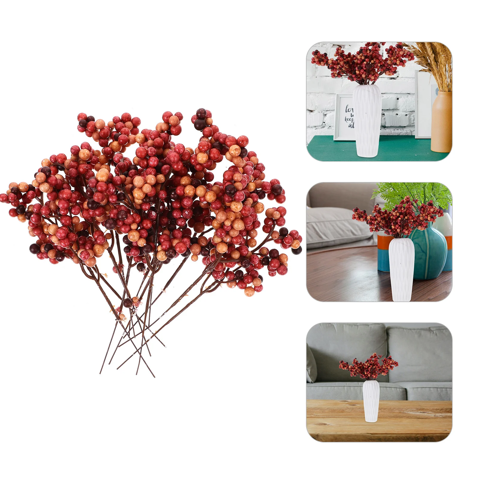 

Artificial Berry Stems Bouquet Fake Berry Branches Pip Berry Stems Xmas Flower Arrangement Christmas Decorative Red
