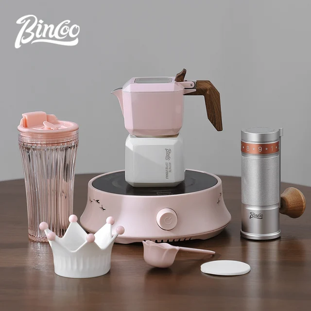 BINCOO Double Valve Moka Pot Square Coffee Pot Espresso Pot Coffee Extraction Maker Set for Home and Outdoor Electric Stove 220v 2