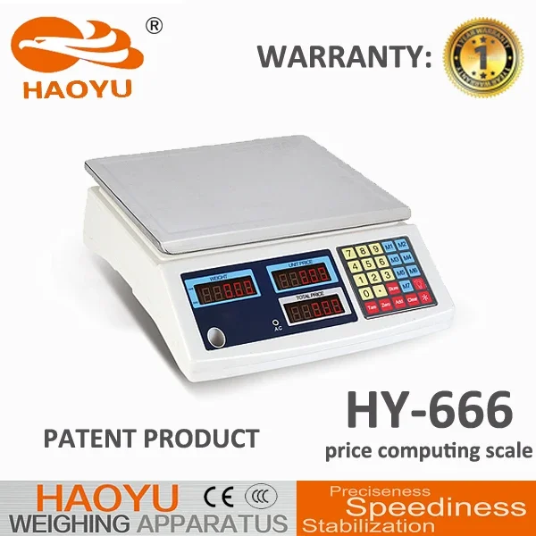 3-30KG Hot Sale Digital Pricing Scale Weighing scale with High Precision Sensor Patented Product HY-666
