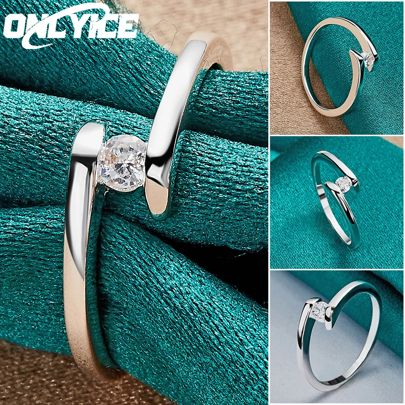 

925 Sterling Silver Simple Interlock AAA Zircon Ring For Woman Wedding Engagement Grace Fashion Party Charm Jewelry