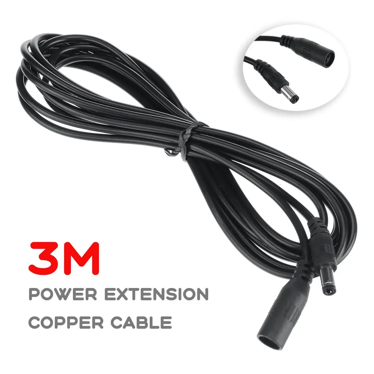 DC Male to Female Power Supply Extention Cable Cord 5.5x2.1mm for CCTV Led Lamp 