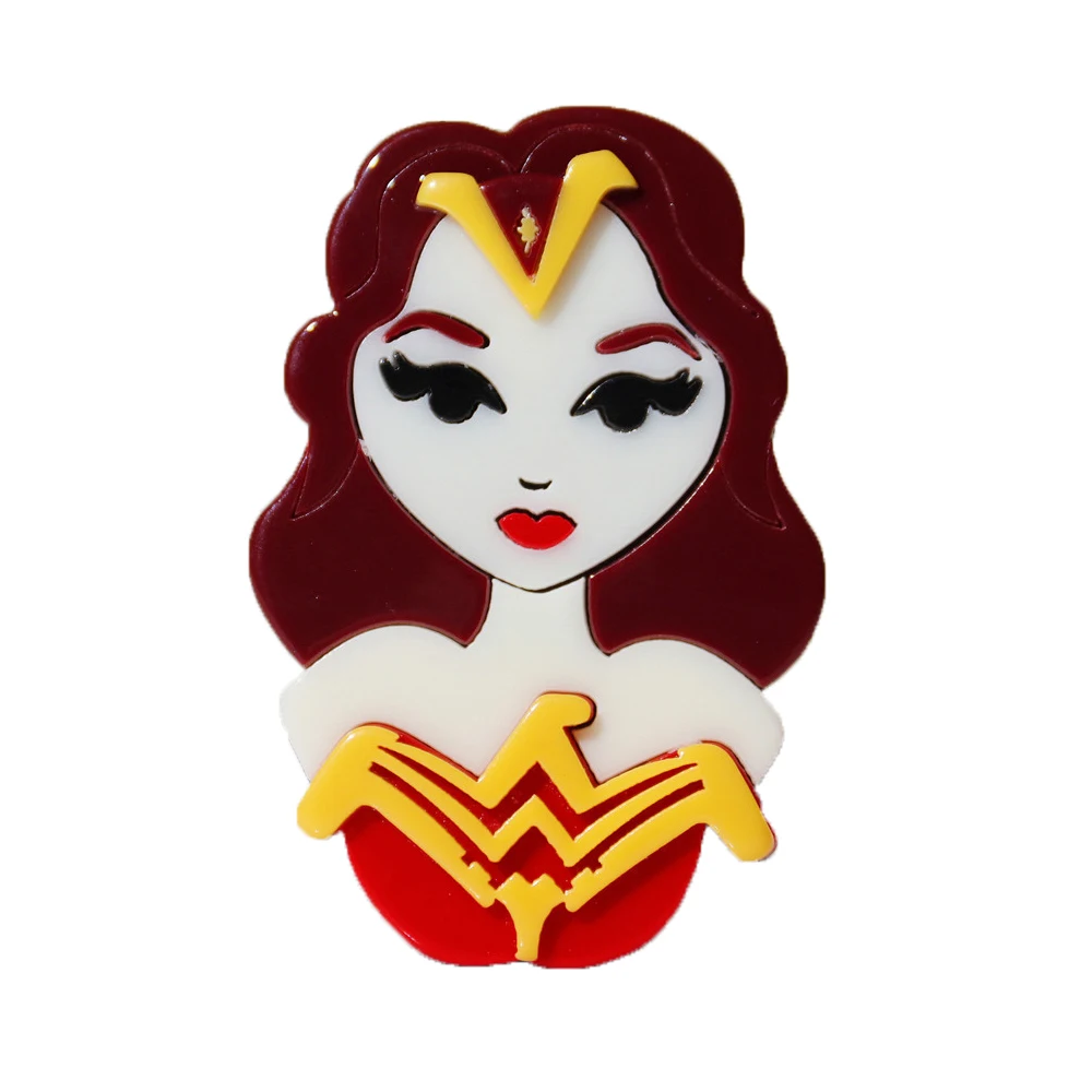 

Cute Lady Soldier Acrylic Brooches Pins for Women 2023 Trend Cartoon Movie Girl Figure Badges Brooch Jewelry Costume Accessories
