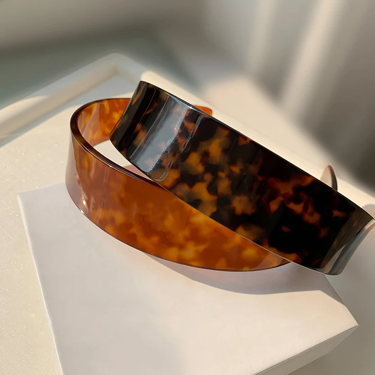 

Fashion Brown Acrylic Hair Hoop Sweet Hair Band Women High Quality Jewelry Famous Designer Trendy Japan Korea