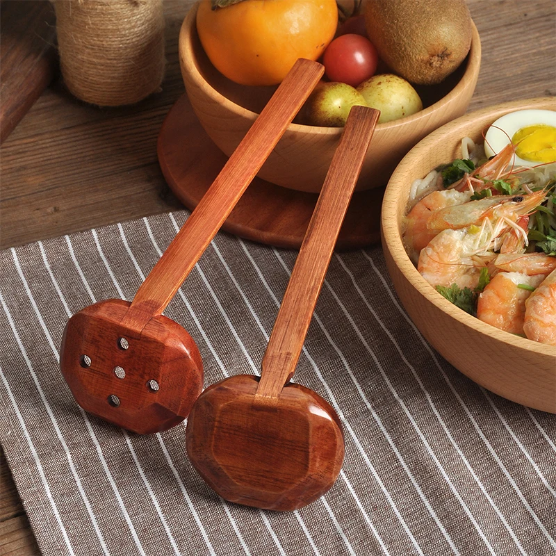 Japanese Wooden Spoon Kitchen Ladles Soup Spoon Japanese Big Ramen Spoon Soup Noodle Hot Pot Strainer Recyclable Tableware