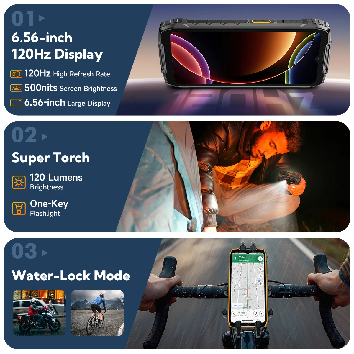 Ulefone RugKing 4 Pro Rugged Phone Android 15 Up to 16GB+256GB Waterproof Smartphone 10200mAh 48MP Camera NFC Global 6.56" 120Hz