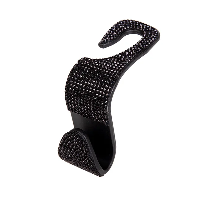 Rhinestone Car Seat Back Hook Bling Diamond Hanger Auto Back Universal Headrest Mount Storage Holder Car Interior Accessories Black